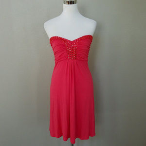 SAPA Peach Coral Red Strapless Summer Dress